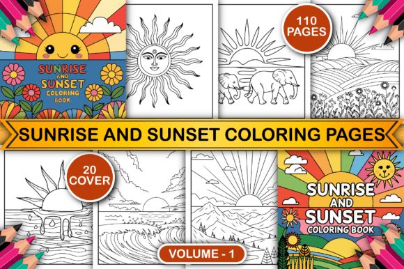 Download Sunrise and Sunset Coloring Pages V-1 - Premium Resources