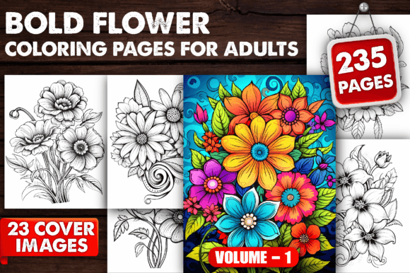 Download Bold Flower Coloring Pages for Adults V1 - Coloring pages for adults Collection