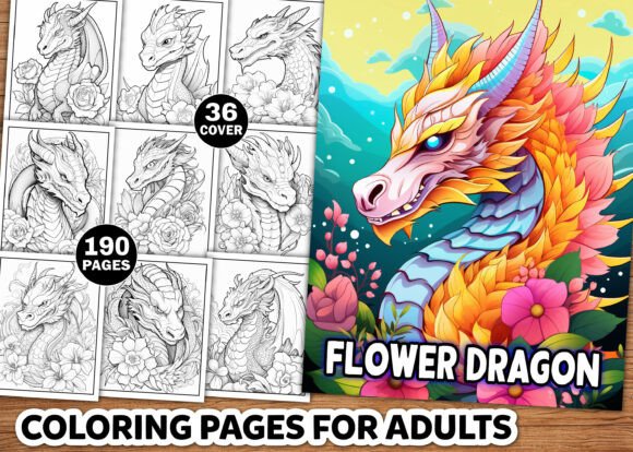 Download Flower Dragon Coloring Pages for Adults - Coloring pages for adults Collection