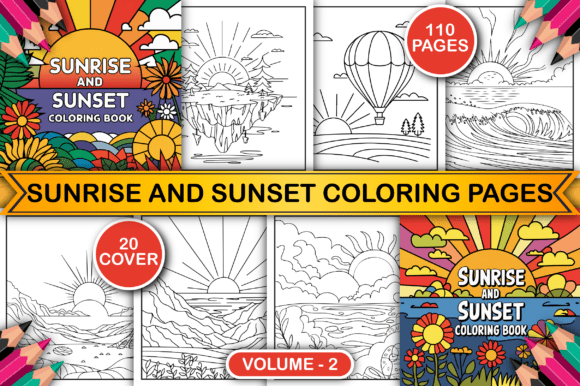 Download Sunrise and Sunset Coloring Pages V-2 - Premium Resources